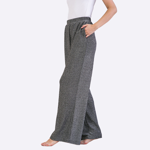 Lurex <span class=keywords><strong>Taille</strong></span> Haute Ceinture Élastique Brillant Palazzo <span class=keywords><strong>Pantalon</strong></span> Logo Personnalisé Femmes Jambe Large <span class=keywords><strong>Pantalon</strong></span> Décontracté Joggers pour Femmes - Product Image 4