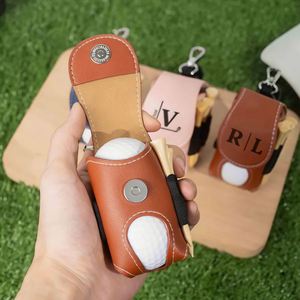 Custom PU <b>Leather</b> Portable <b>Golf</b> Ball <b>Bag</b> Laser Engraved Name Accessories Storage Pouch Waist Clip Golfing Keepsake - Product Image 2
