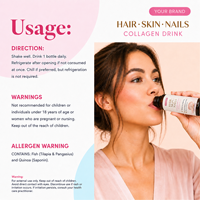 Complément de collagène marin liquide premium avec vitamine C, boisson beauté quotidienne pour favoriser des cheveux plus épais, une peau plus lisse et des ongles plus durs