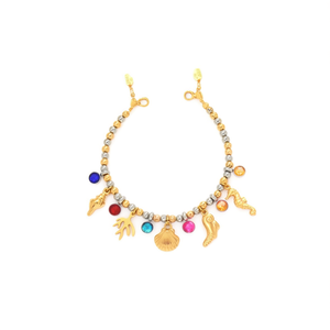 Fashion <b>Beaded</b> <b>Bracelet</b> 316L Stainless Steel PVD <b>Gold</b> Plating Sea Life Charms For Women - Product Image 2