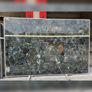 Dalles de labradorite bleue émeraude de luxe, <span class=keywords><strong>pierre</strong></span> naturelle polie, revêtement mural moderne pour villa, cuisine, salle de bain, extérieur, imperméable - Product Image 2