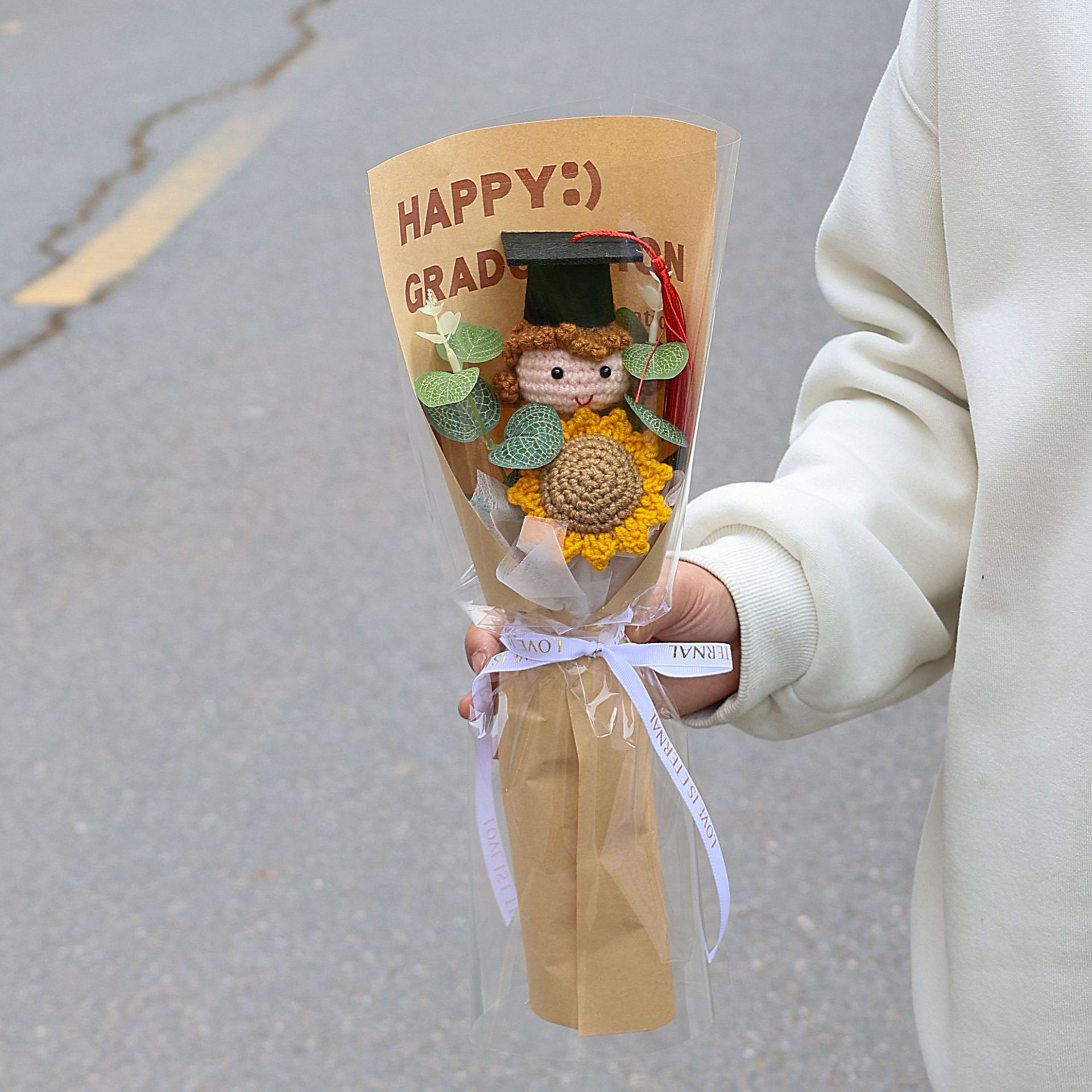 Single sunflower graduation girl