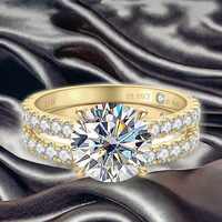 Bague en Moissanite 3 carats, taille brillant rond, sertie pavé, pour femme, fiançailles, mariage, promesse, bijoux