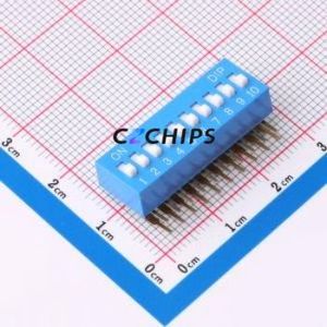 DT-10LT DIP Switch Through hole Component (THT),P=2.54mm Switch Flat Toggle, Raised Type Single Pole Single Throw 10 2.54mm - Product Image 1