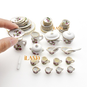 ILAND <strong>Doll</strong> House Pink Daisy <strong>Porcelain</strong>, Tableware, Wine Set, Tea Set - Product Image 2