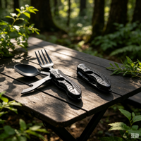 Ensemble de couverts de camping en acier inoxydable pour pique-nique en plein air, cuisine moderne, vaisselle écologique, couteau, fourchette, cuillère, baguettes