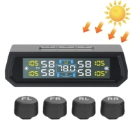 Sensor TPMS Universal con Energía Solar, 4 Sensores Externos, Sistema de Monitoreo de Presión de Neumáticos para Automóvil, Sin Programación, Pantalla LCD Digital