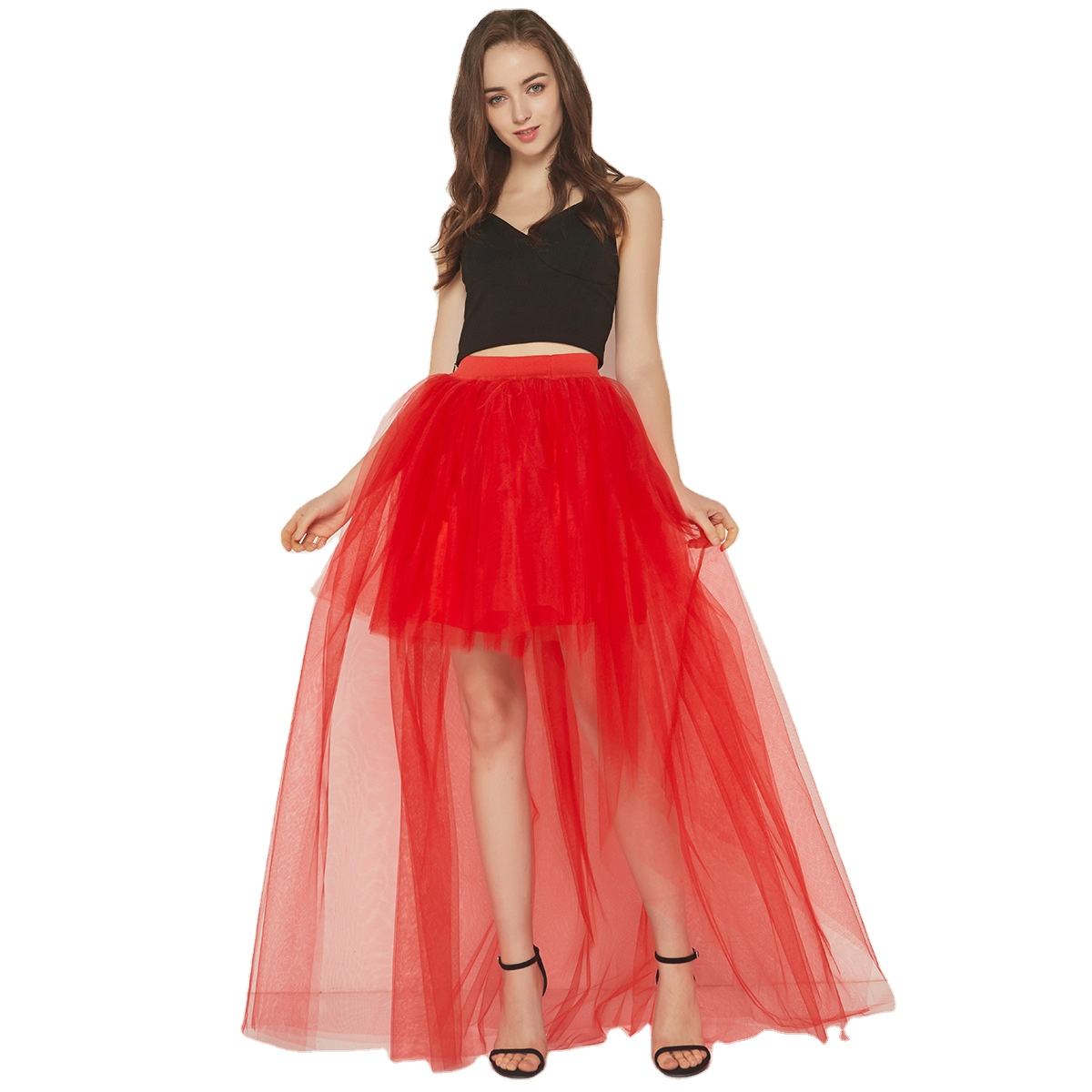 Navidad Falda De Tul Roja Mujer Falda Tutú Mujer Malla Midi Falda