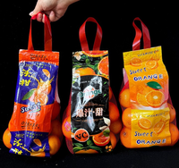 25cm 30cm Largeur 2kg-4kg Sac de fruits en maille avec poignée étiquetée Emballage en plastique orange Sac de filet de fruits