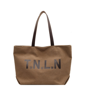 Sac fourre-tout rétro en toile grande capacité avec fermeture éclair en polyester pour femme, nouveau style coréen, tendance et polyvalent, à porter à l'épaule (Tanjing) - Product Image 5