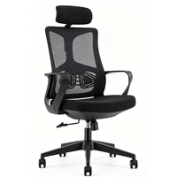 Chaise de bureau ergonomique en maille noire à hauteur réglable avec appui-tête, vente en gros à prix abordable