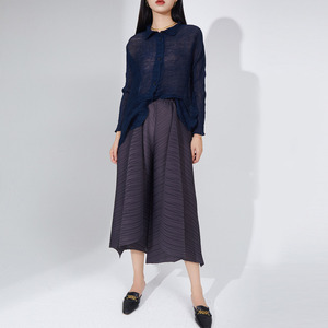 Nouvelles culottes plissées Miyake pour femmes, style décontracté, coupe irrégulière, taille haute, palazzo plissé - Product Image 5