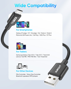 SUNGUY Nylon Braided 18W Fast <b>Charging</b> <b>Cable</b> Phone Charger USB Data <b>Cable</b> Power <b>Cable</b> for Mobile Phones Power Bank and Latop - Product Image 4