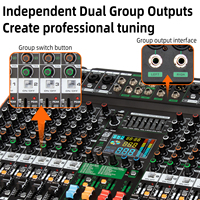 TC16 Console de Mixage Audio Professionnelle 16 Canaux / Cartes Son Mixers DJ Contrôleur / Table de Mixage Audio USB