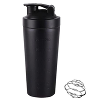 Bouteille shaker à protéines en acier inoxydable isolée de 500 ml avec boule de mélange, réutilisable et portable pour la maison, le bureau et la salle de sport