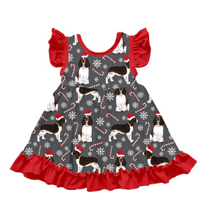 Vestido de seda con mangas con volantes para niña pequeña, vestido con estampado de volantes y dobladillo con volantes para uso informal en días festivos - Product Image 3