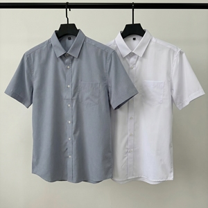 Camicia da <span class=keywords><strong>Uomo</strong></span> Senza Stiratura con Tessuto Effetto Seta, Manica Corta, Tasca Singola, Vestibilità Moderna Regolare, Camicia Formale da Lavoro ODM - Product Image 3