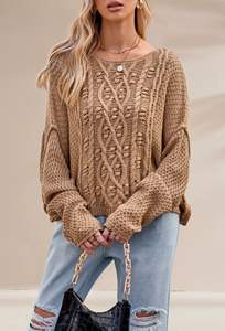 <strong>Women</strong> Custom Cable Knit Crewneck Pullover Sweaters <strong>Chunky</strong> Long Sleeve Tunic Sweater Warm Fall <strong>Jumper</strong> Top 2025 - Product Image 4