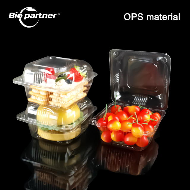 Clamshell Clear Rectangle Plastic BOPS OPS PS Storage Box Disposable Food Container for Fruits Candy Blister Packaging Custom