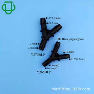 Raccord en T en polypropylène noir Y270BLP, type Y, 11,5 mm, 9,5 mm, connecteur à barbelures pour tuyau flexible en caoutchouc, eau, gaz - Product Image 1
