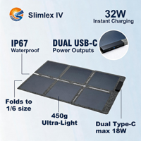 Panneau solaire flexible Sunflex 6-Fold Perovskite 60W IP67 étanche, efficacité 18%, alimentation portable d'urgence pour le camping