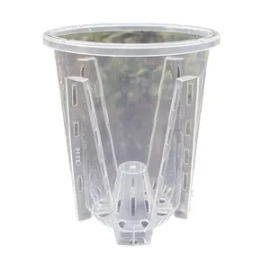 Vaso <span class=keywords><strong>per</strong></span> Fiori P374 Verde Trasparente a Forma di Montagna, Vaso Grande in Plastica Speciale Traspirante e Cavo <span class=keywords><strong>per</strong></span> Orchidee e Muschio Sfagno - Product Image 5