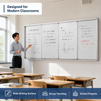 Tableau blanc coulissant durable avec rail de suspension, poulie silencieuse, magnétique, effaçable à sec, pour l'enseignement en classe et à l'école
