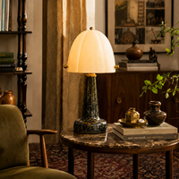 Lampe de table rechargeable en marbre, sans fil USB-C, dôme en verre classique, LED 3W 2700K 4000mAh, chambre à coucher, hôtel