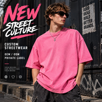 T-shirt Unisexe Oversize à Épaules Tombantes 280 GSM 100% Coton Délavé Effet Vintage Respirant Anti-Plis Streetwear Vente en Gros