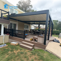 Pergola intelligente en aluminium WeiJia, toit à lames orientables électriques, imperméable, écologique, facile à assembler, télécommande LED pour extérieur