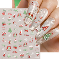 Nouveaux autocollants pour ongles de Noël 2026, motifs de flocons de neige 3D, autocollants de flocons de neige rouges, Père Noël, autocollants pour ongles ultra-fins sans couture, pas chers