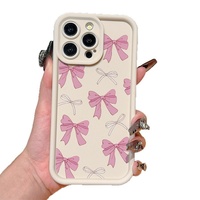Coque antichoc en TPU rose et blanc avec motif animal en forme de nœud pour iPhone 15 Pro Max, 14 Pro, 13/12/11 – Esthétique douce et féminine