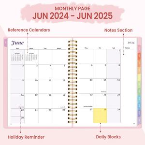 2024-2025 A5 Spiral Hardcover Notebook Planner High Quality Wholesale Custom Printing Customized Logo 80 <b>Sheets</b> Girls Pink Paper - Product Image 3