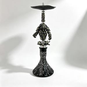 Moderno Set de Fumar Shisha/Hookah de Acero Inoxidable con Acabado en Laca Negra y Base Esculpida, Ideal para Regalo o Uso en Bares - Product Image 1