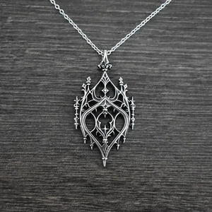 Oud kasteel <span class=keywords><strong>retro</strong></span> punk unisex kettingen schakelketting gotische verzilverde zinklegering met vlindervorm zoetwatermagisch - Product Image 1