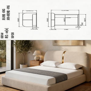 Moderno <span class=keywords><strong>Letto</strong></span> Rotondo in Metallo con Design <span class=keywords><strong>a</strong></span> Nuvola Fluttuante, Rivestito in Tessuto, Disponibile in Misure King Size, Matrimoniale e Queen Size con Struttura in Legno - Product Image 3