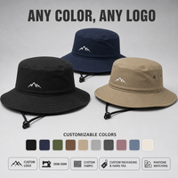Chapeau de soleil en sergé de coton avec patch brodé logo personnalisé, sangle de menton imperméable pour la randonnée, le safari, les activités de plein air, toutes saisons, décontracté