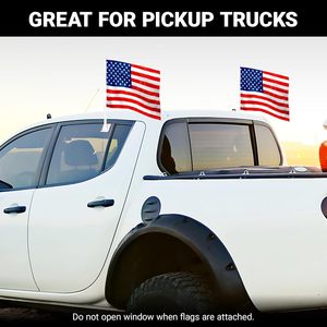 Drapeau de <span class=keywords><strong>voiture</strong></span> américain 12x18 pouces avec mât et clip de fenêtre, drapeau américain en polyester 100D pour véhicules, vente en gros - Product Image 3