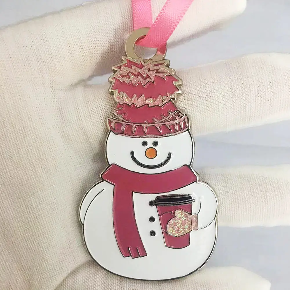 wholesale cheap customized cute snowman pink Christmas Ornaments