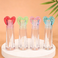 Tube de brillant à lèvres vide de 6 ml avec bouchon en forme de cœur, conteneur conique transparent en plastique pour huile à lèvres, emballage cosmétique personnalisé pour brillant à lèvres