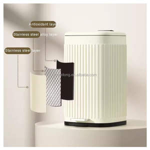 سلة تتحرك بدواسة سعة 6 لتر مربعة الشكل مع غطاء داخلي يغلق بسلاسة سلة قمامة سلة قمامة مرحاض مطبخ سلة قمامة بتصميم تراثي - Product Image 4