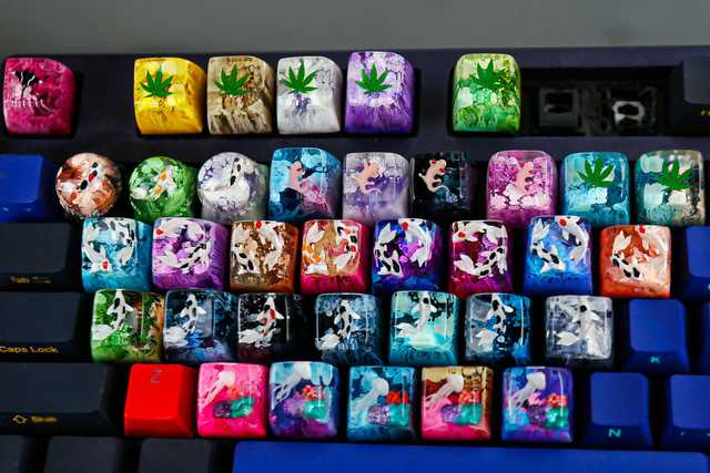 OEM ODM Set 5 Koi Fish keycap sea creature Keycaps For Mechanical Keyboard Fish Handmade Resin Keycaps Artisan Koi Keycaps