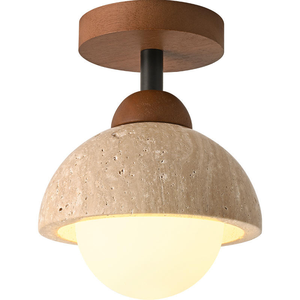Lampadario Minimalista Retrò EOS in Travertino, Lampada a Sospensione LED Centrale 3500K Bianco Caldo, Alta Luminosità, Protezione Occhi, per Camera da Letto - Product Image 1