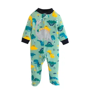 新生儿服装套装3-12个月卡通恐龙连体衣男童长袖婴儿连体衣学步连体衣