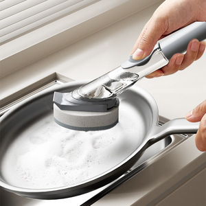 Liquid Adding Decontamination Brush With <b>Sponge</b> Head For Pots And Pans Cleaning Kitchen Dishwashing Tool - Product Image 5