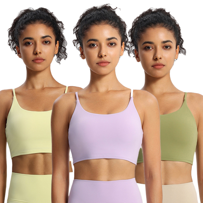 Wholesale Women's U-Neck Yoga Backless Bras with Built-in Pads, Custom Logo Sports Camisole Tops for Fitness