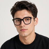 Montura de Gafas Ópticas Cuadradas con Aro Completo TR90 para Hombre, Ligeras, para Uso Diario y Profesional