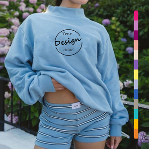 Wholesale Female Oversized Cotton Fleece Hoodie Sweatshirt Women's Mock <b>Neck</b> Sweatshirt Blanks - Product Image 1