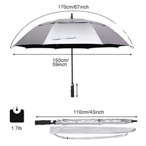 Paraguas de Golf Personalizado, Grande, Resistente al Viento, Doble Capa, con Ventilación, Protección UV, Tela Pongee 190T, Impermeable, Plateado - Product Image 2