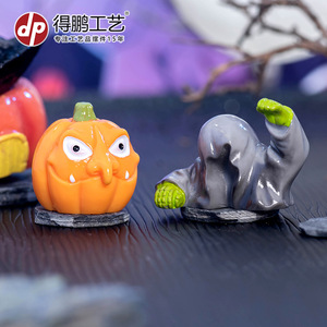 Halloween Pumpkin Ghost Resin Figurine Miniature Decoration Indoor <b>Desktop</b> Ornament - Product Image 5